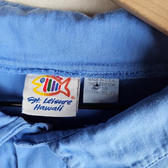 Sgt Leisure Hawaii Pullover Top S‎ Blue Embroidered Fish Maui - Picture 4 of 8